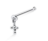 Ball Cross Shaped Silver Bone Nose Stud NSKD-550